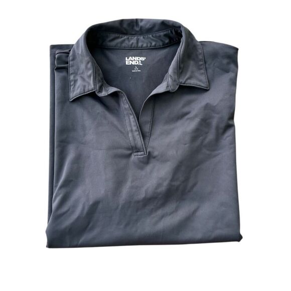 Lands’ End Women’s Short Sleeve Rapid Dry Sport Neck Polo Shirt Large Grey - Picture 1 of 9